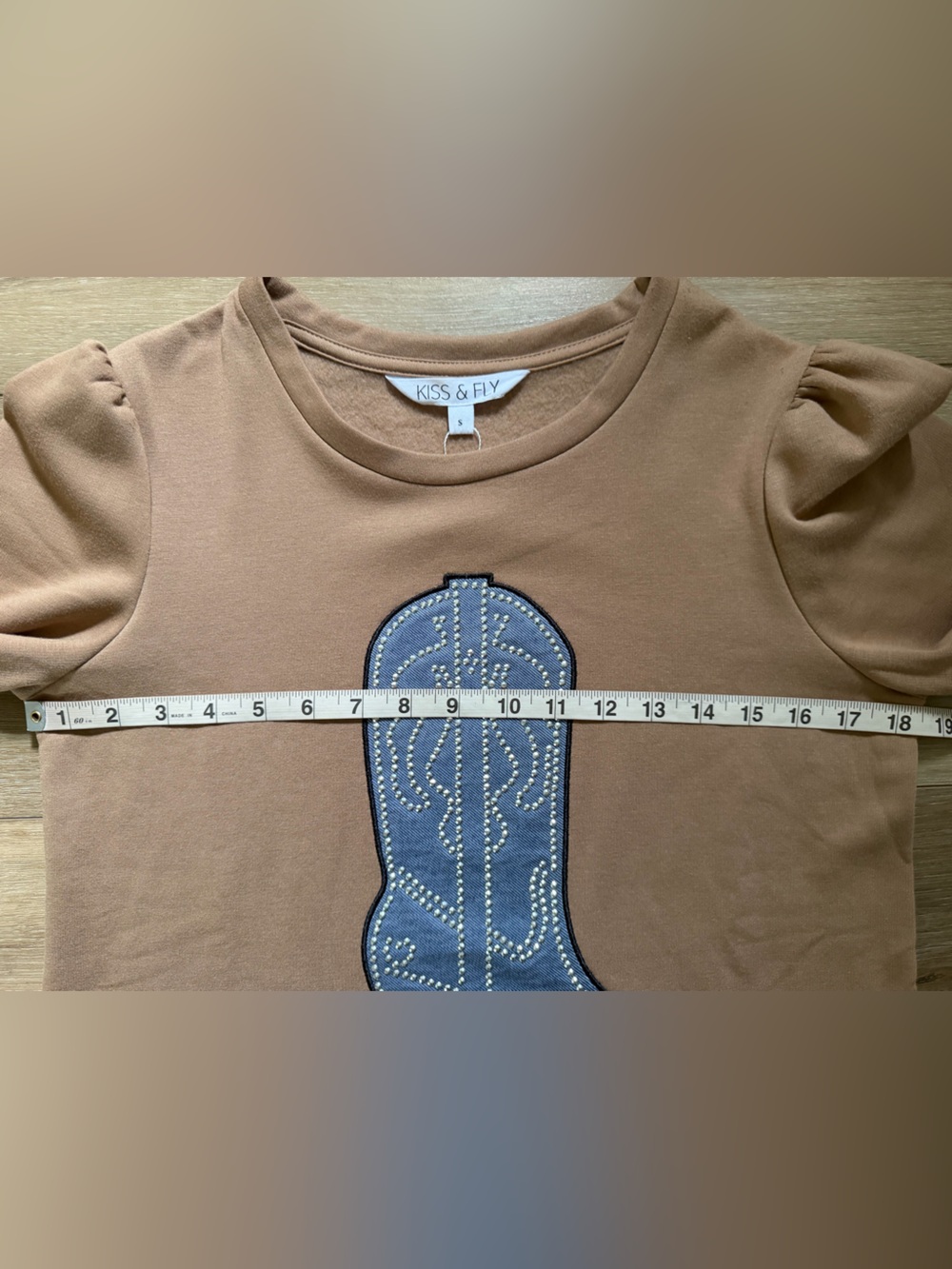 KISS & FLY Denim Boot Sweatshirt NWT - Picture 3 of 6